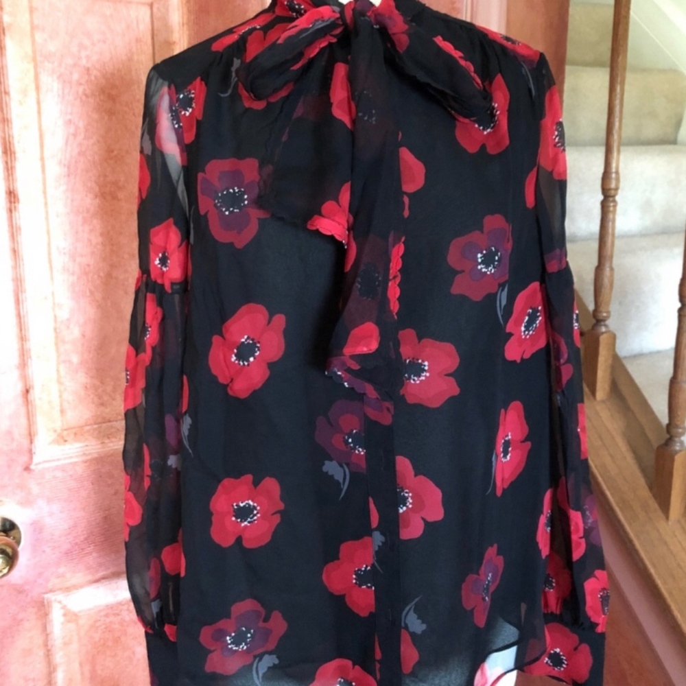 Kate Spade poppy chiffon blouse